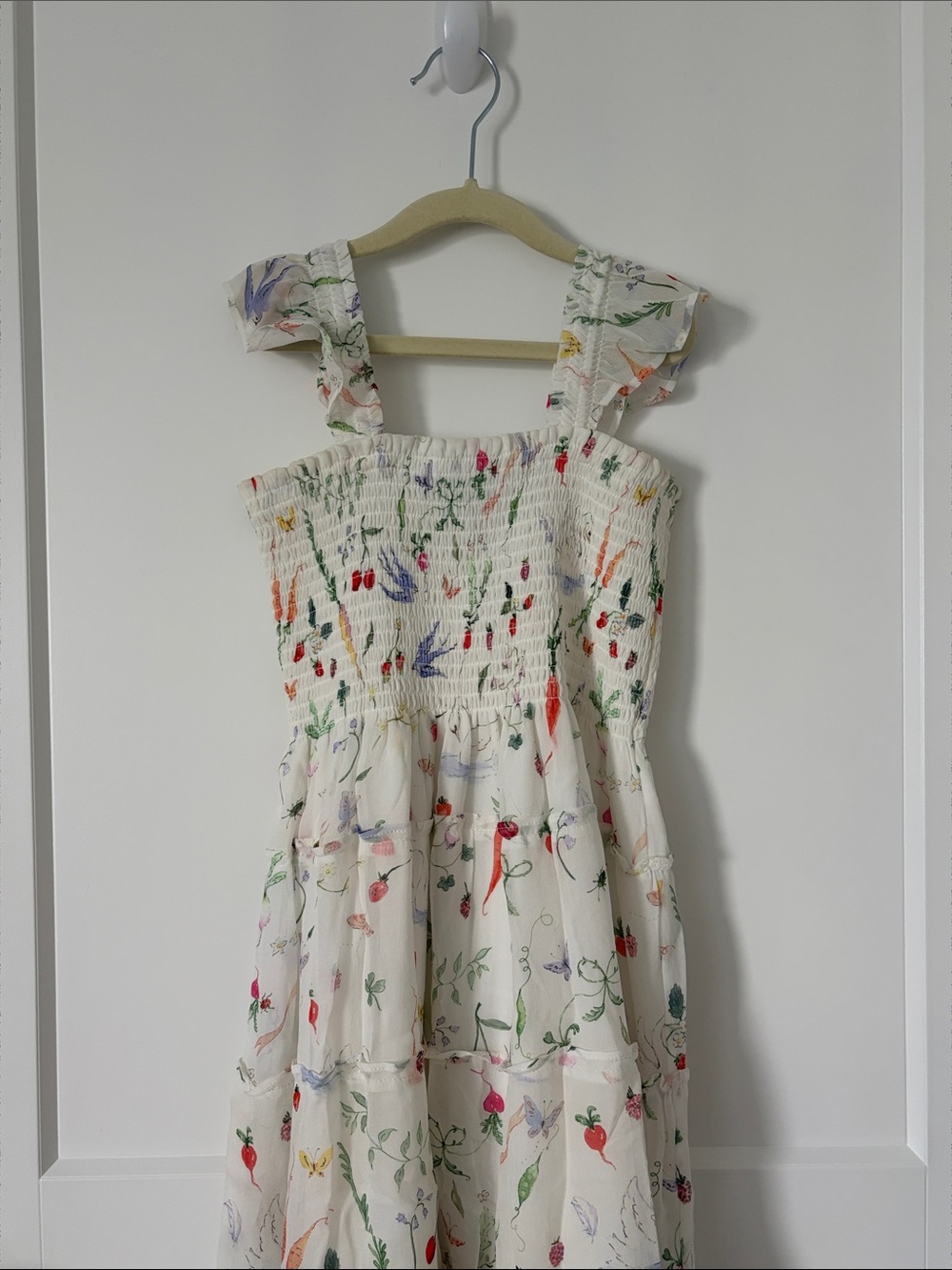 Hill House Floral Smocked White Sundress with Multicolor Print